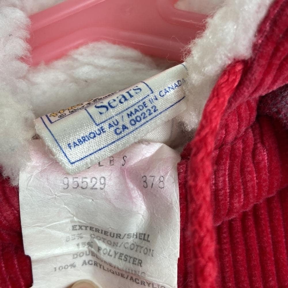 Vintage Winnie the Pooh Vintage Sears Hooded Corduroy Baby Red‎ Coat 12 Months - Picture 6 of 7